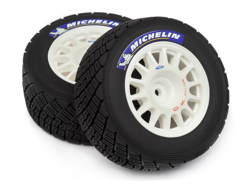 1/8 WR8 RALLY OFF-ROAD WHEEL/TIRE SET (WHITE/2PCS)