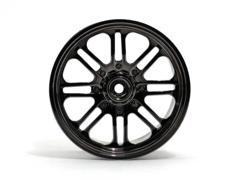 8 SPOKE WHEEL BLACK CHROME (83x56mm/2pcs) 1/8 Savage/for 14mm Hex