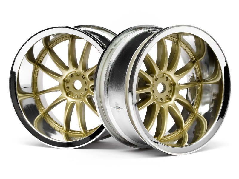 1/10 WORK XSA 02C WHEEL 26mm CHROME/GOLD (9mm OFFSET)