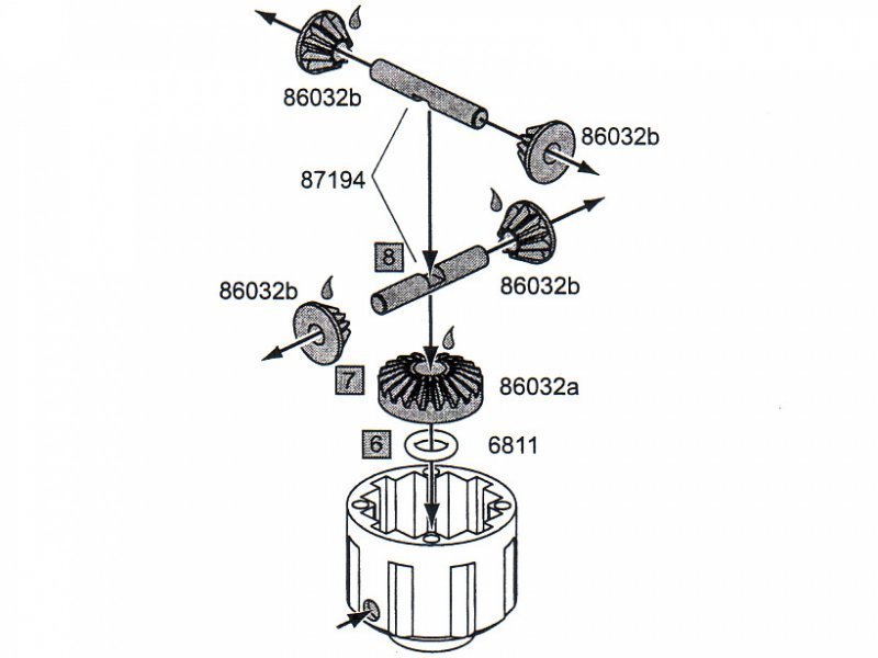 4 BEVEL GEAR DIFFERENTIAL CONVERSION SET (1SET)