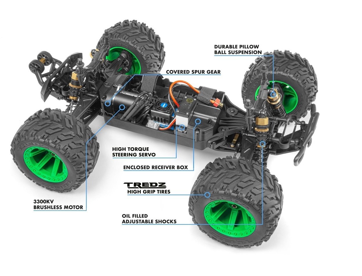 QUANTUM MT 1/10 FLUX SILVER BRUSHLESS MONSTER TRUCK