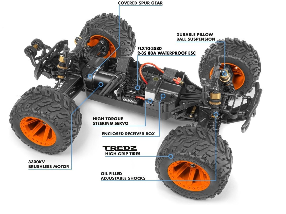 QUANTUM MT 80A 1/10 FLUX BLUE BRUSHLESS MONSTER TRUCK