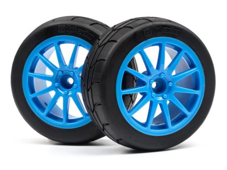 1/8 MOUNTED GYMKHANA TIRE/SPEEDLINE CORSE TURINI WHEEL SET (CYAN/2PCS)