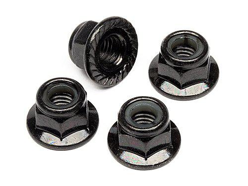 FLANGED LOCK NUT M5 (BLACK/4pcs) 1/8 CARS